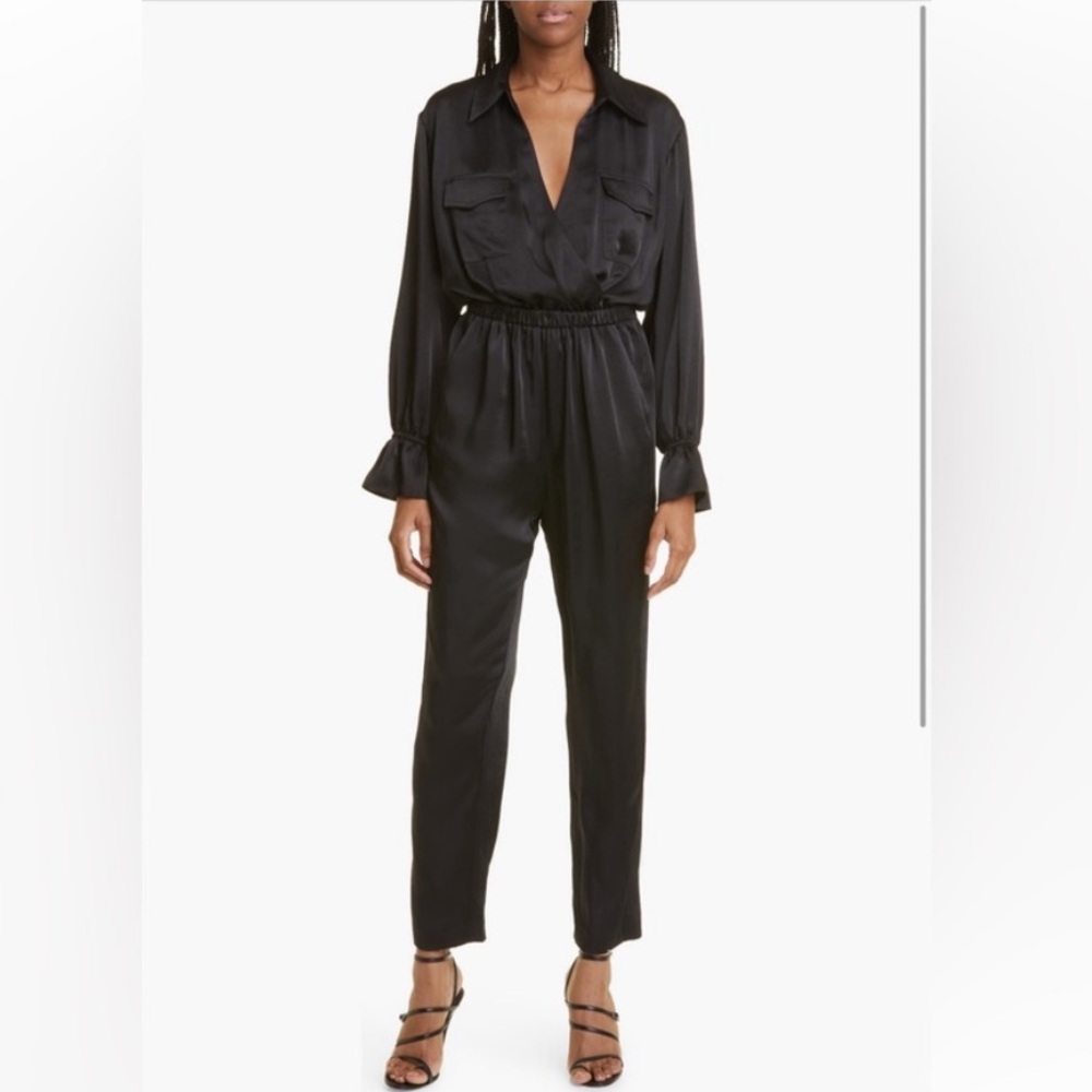 Ramy Brook Josephine Long Sleeve Satin Jumpsuit